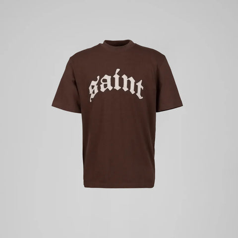 Tourn Saint Brown Script Cream Embroidery T-Shirt